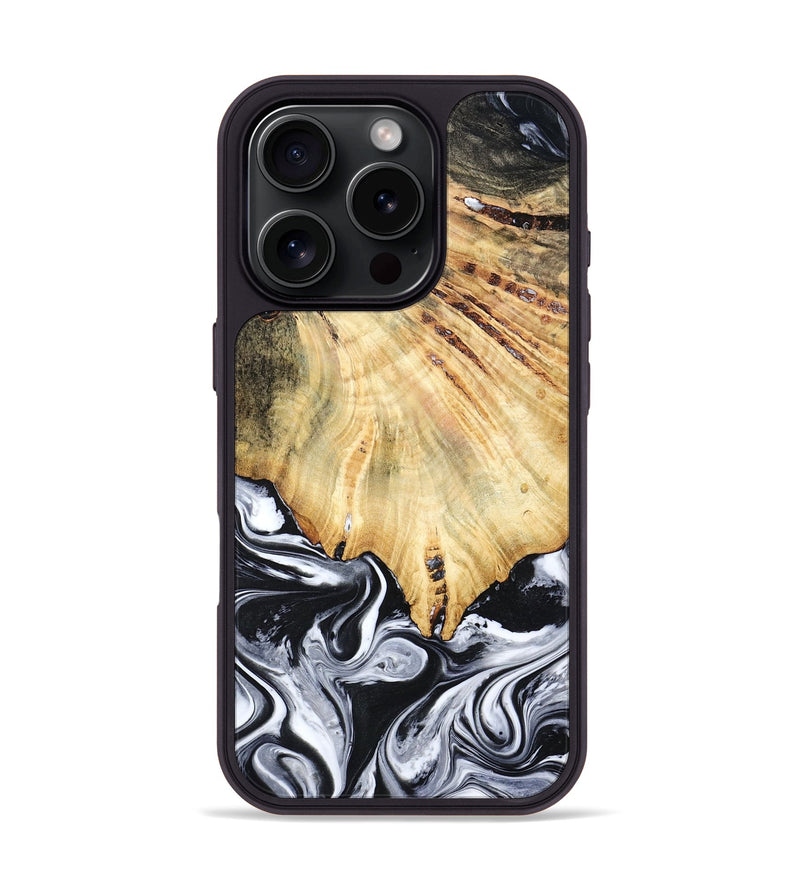 iPhone 16 Pro Wood Phone Case - Jemma (Black & White, 782289)