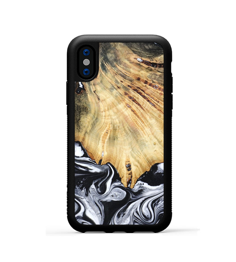 iPhone Xs Wood Phone Case - Jemma (Black & White, 782289)