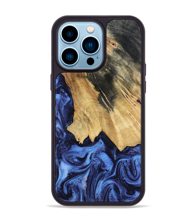 iPhone 14 Pro Max Wood Phone Case - Elenora (Blue, 782298)