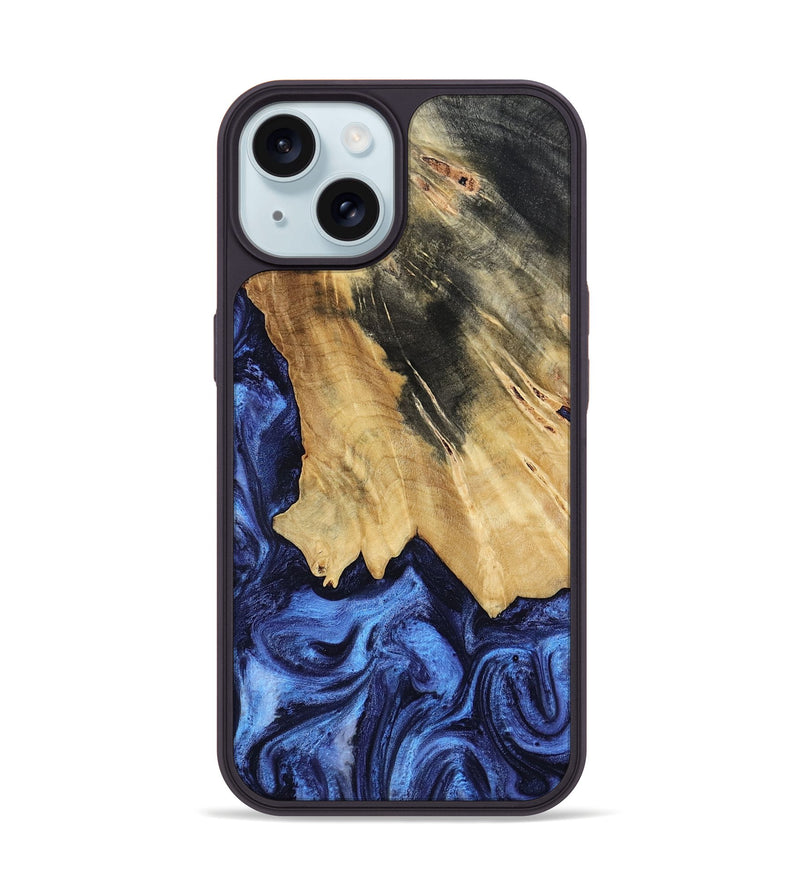 iPhone 15 Wood Phone Case - Elenora (Blue, 782298)