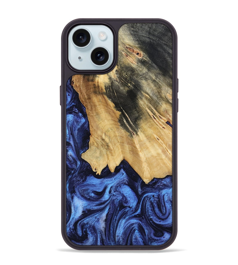 iPhone 15 Plus Wood Phone Case - Elenora (Blue, 782298)