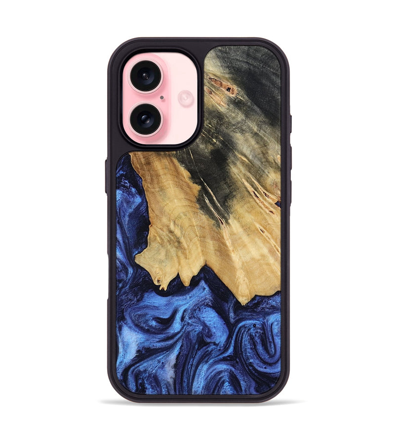 iPhone 16 Wood Phone Case - Elenora (Blue, 782298)