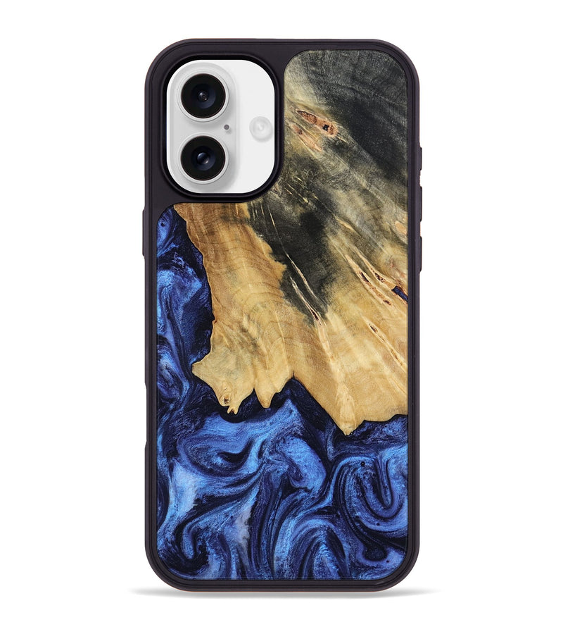 iPhone 16 Plus Wood Phone Case - Elenora (Blue, 782298)