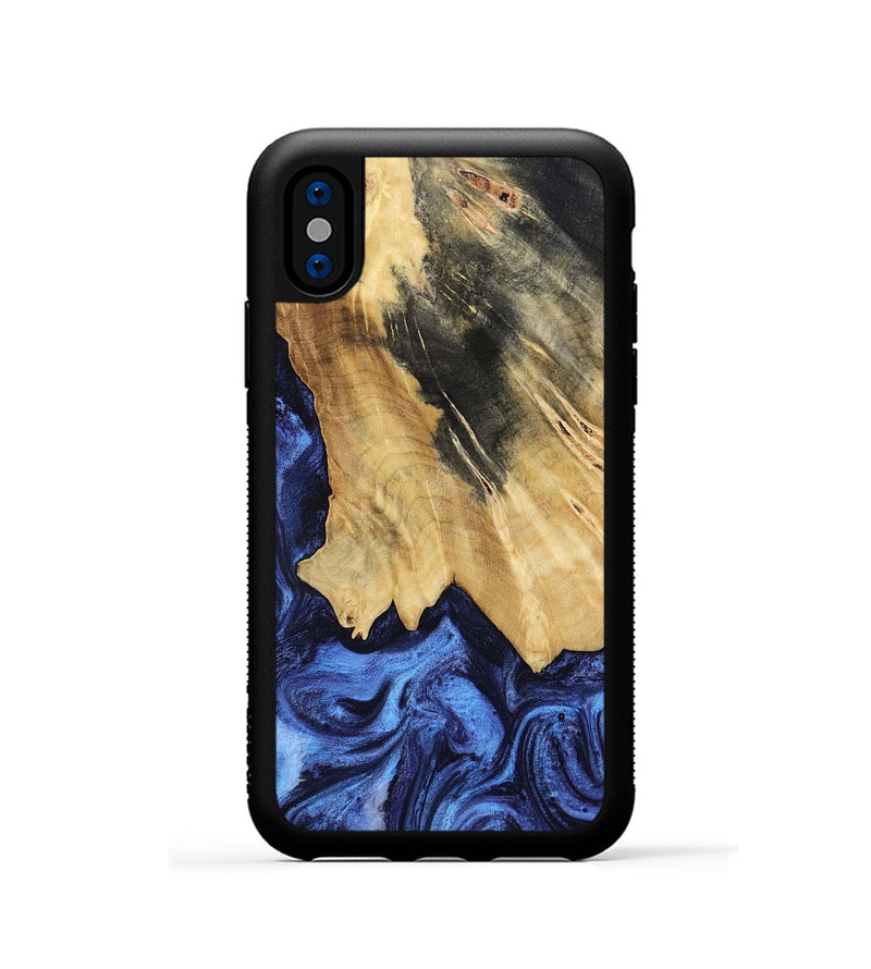 iPhone Xs Wood Phone Case - Elenora (Blue, 782298)