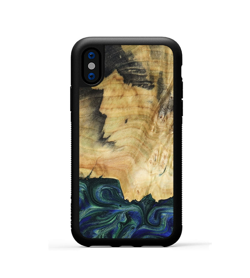 iPhone Xs Wood Phone Case - Drew (Green, 782307)