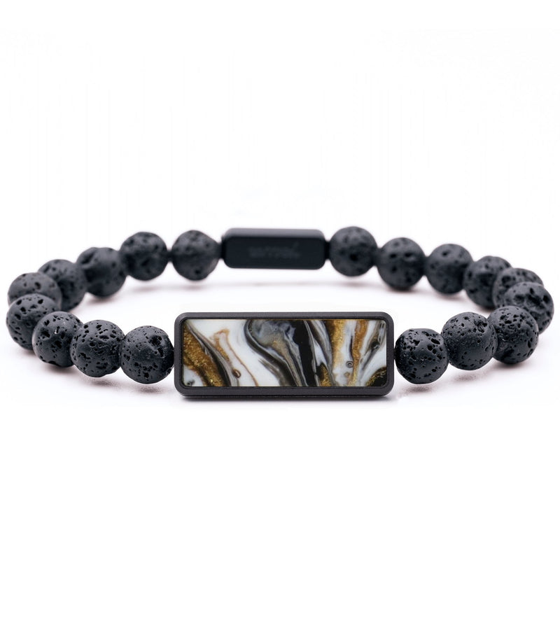 Lava Bead ResinArt Bracelet - Troy (Black & White, 782350)