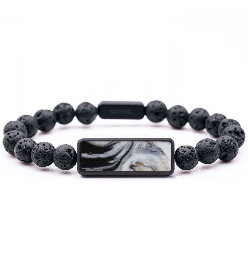 Lava Bead ResinArt Bracelet - Pedro (Black & White, 782358)