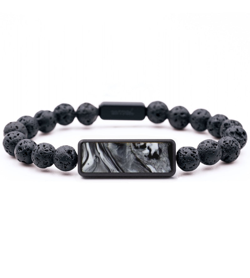 Lava Bead ResinArt Bracelet - Tyson (Black & White, 782362)