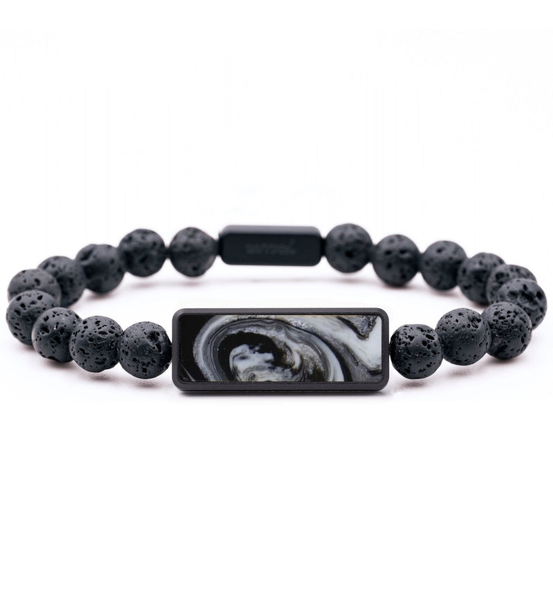 Lava Bead ResinArt Bracelet - Kris (Black & White, 782363)