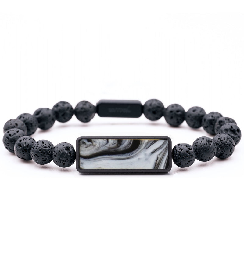 Lava Bead ResinArt Bracelet - Fernando (Black & White, 782367)
