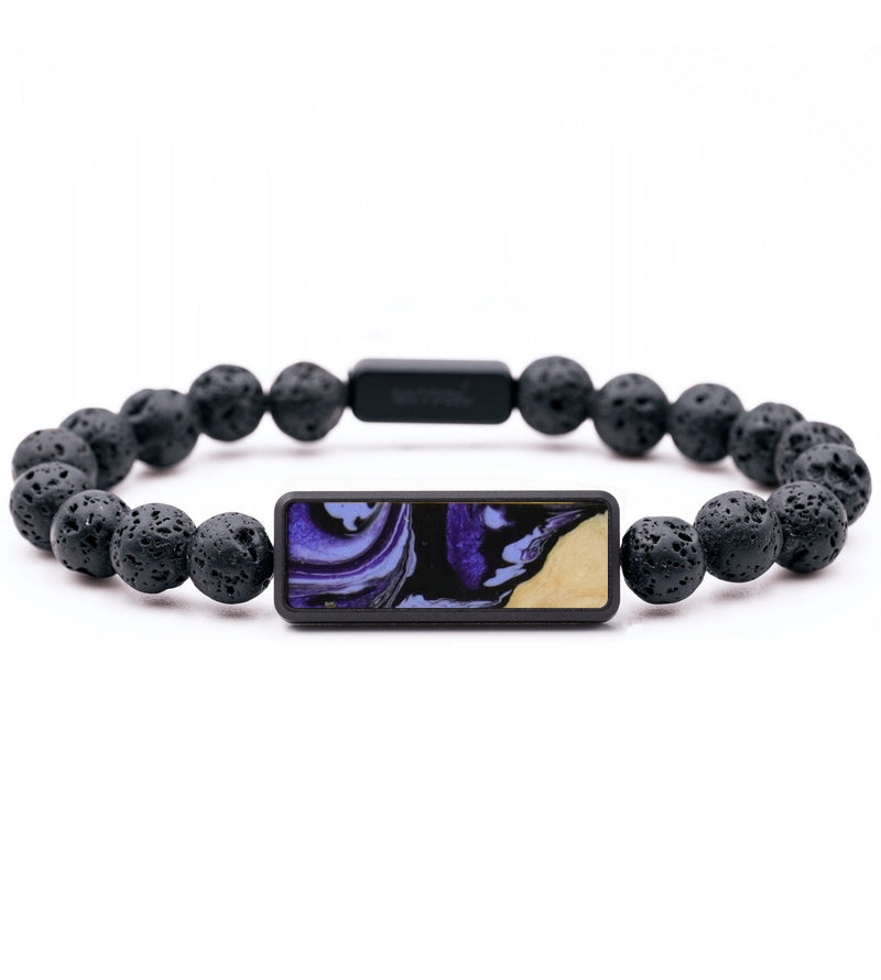 Lava Bead Wood Bracelet - Nadine (Purple, 782380)