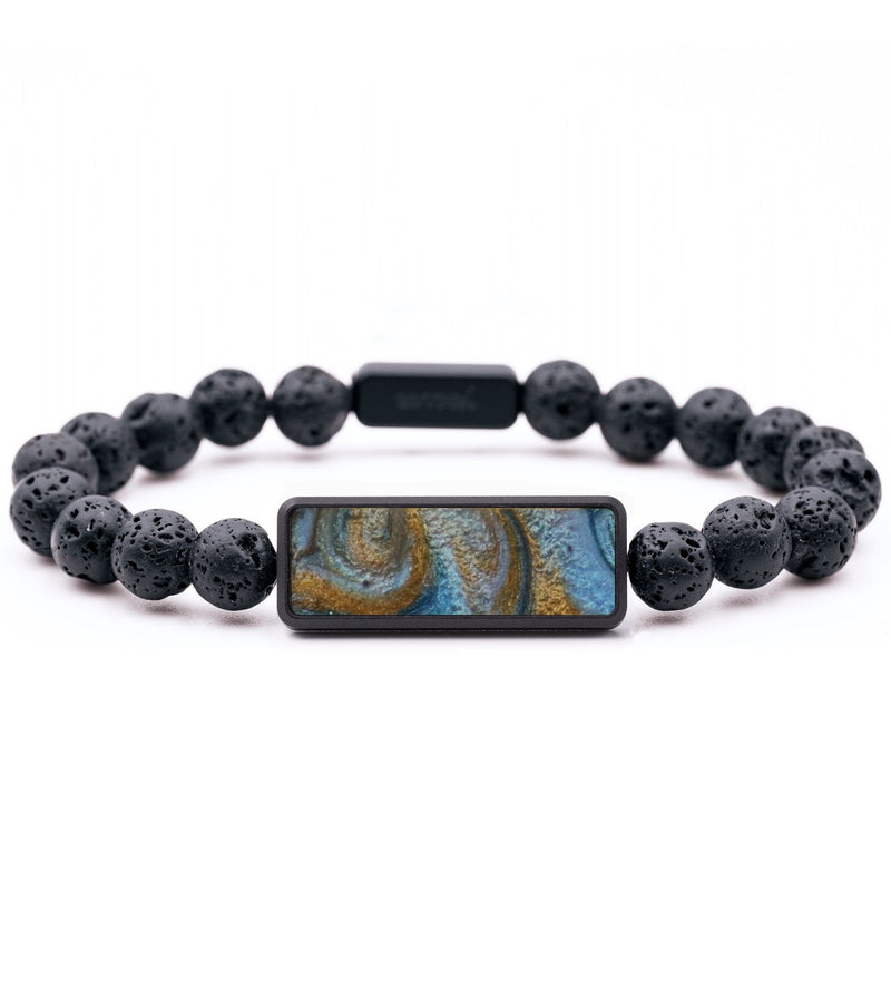 Lava Bead ResinArt Bracelet - Cristian (Teal & Gold, 782505)