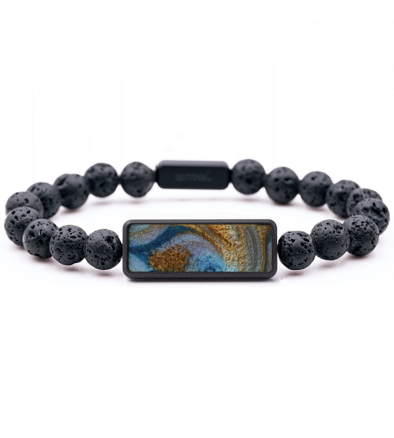 Lava Bead ResinArt Bracelet - Gianni (Teal & Gold, 782507)