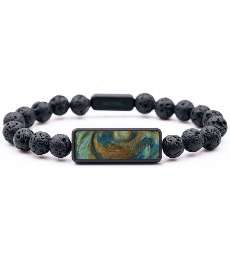 Lava Bead ResinArt Bracelet - Octavia (Teal & Gold, 782508)