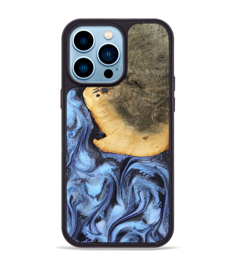 iPhone 14 Pro Max Wood Phone Case - Bess (Blue, 782809)