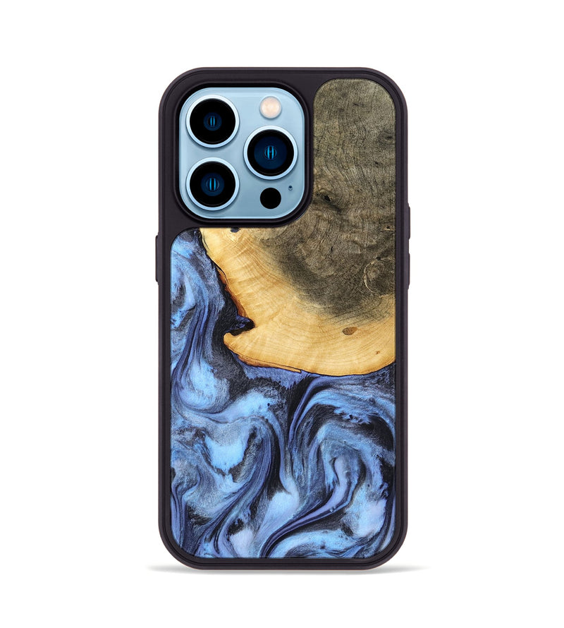 iPhone 14 Pro Wood Phone Case - Bess (Blue, 782809)