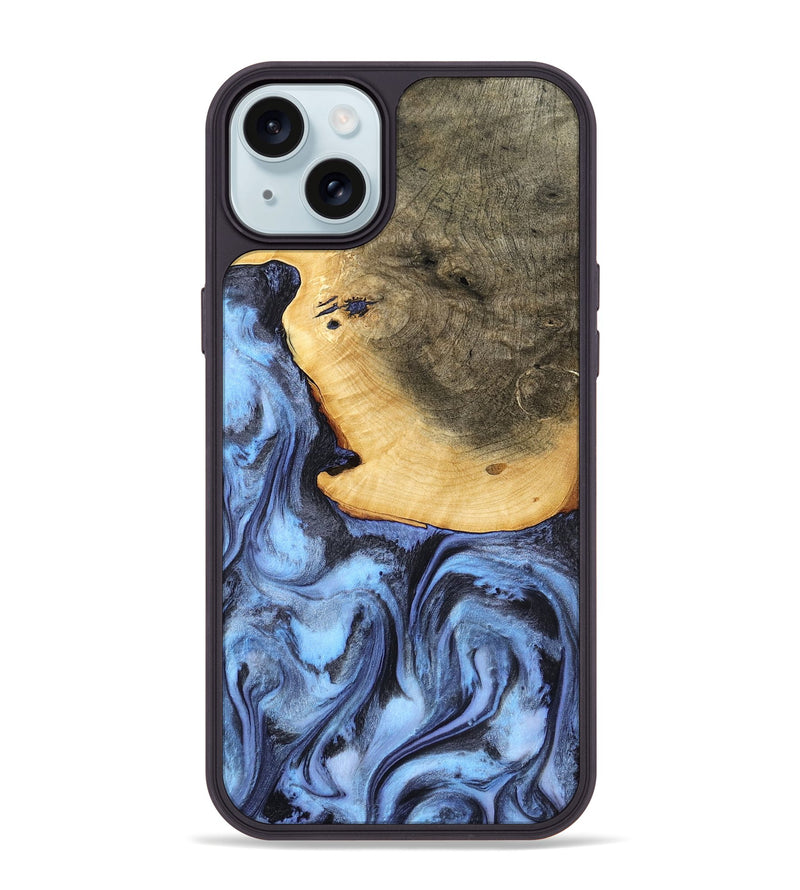 iPhone 15 Plus Wood Phone Case - Bess (Blue, 782809)