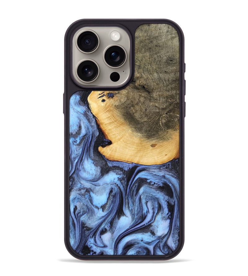 iPhone 15 Pro Max Wood Phone Case - Bess (Blue, 782809)