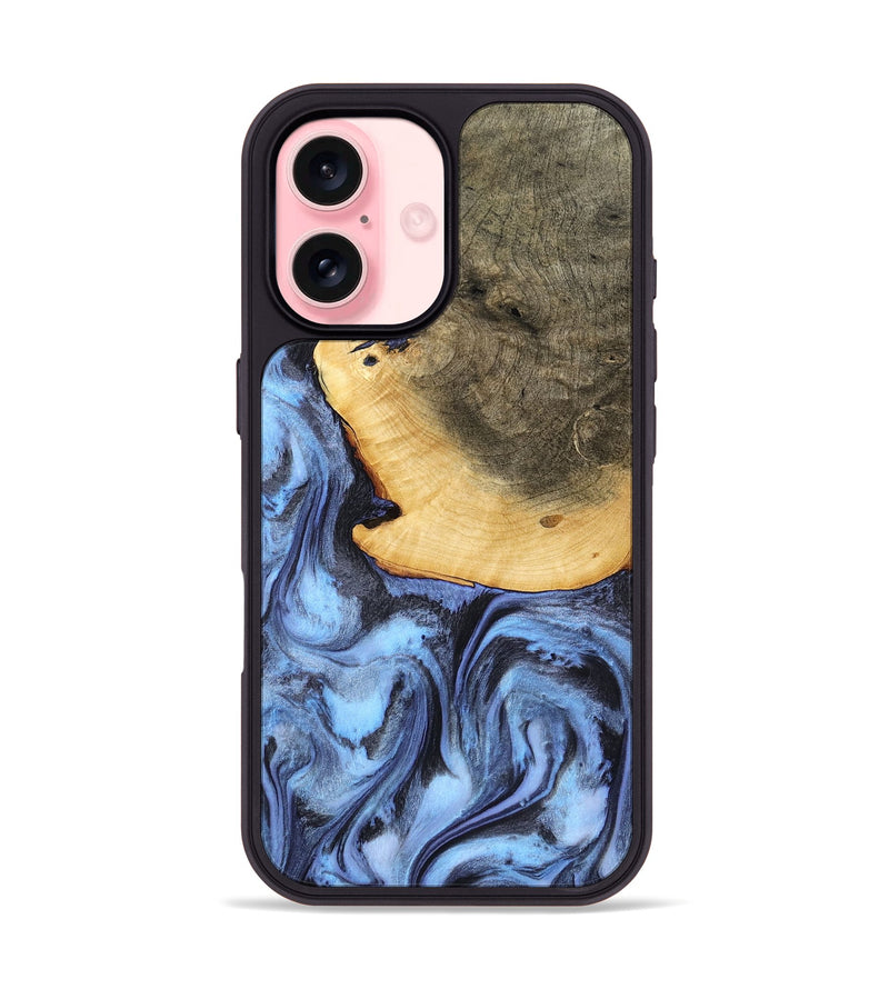 iPhone 16 Wood Phone Case - Bess (Blue, 782809)