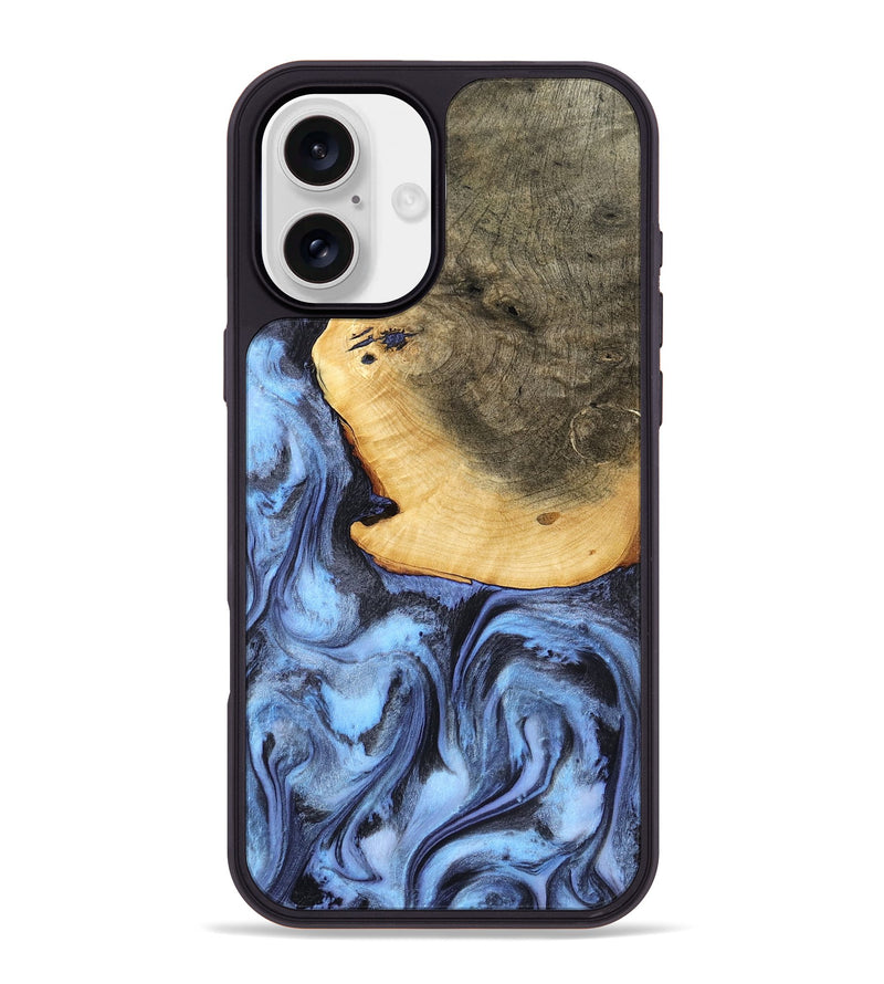 iPhone 16 Plus Wood Phone Case - Bess (Blue, 782809)