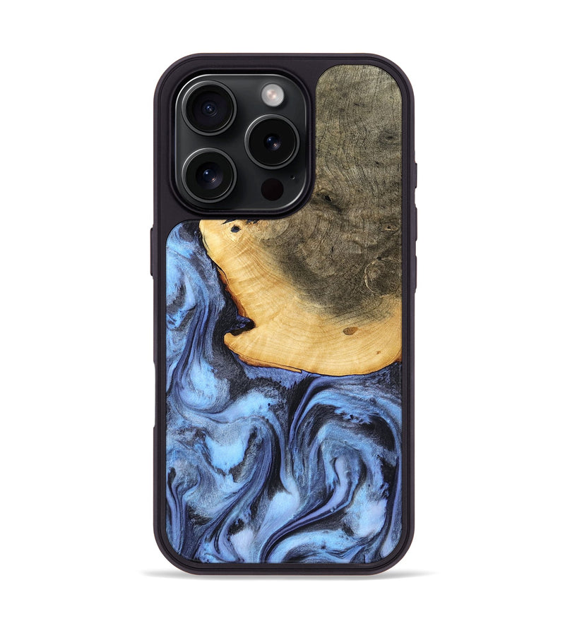 iPhone 16 Pro Wood Phone Case - Bess (Blue, 782809)