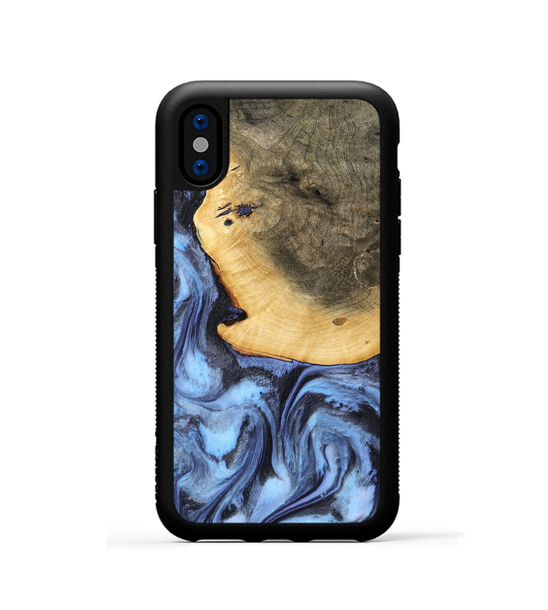 iPhone Xs Wood Phone Case - Bess (Blue, 782809)