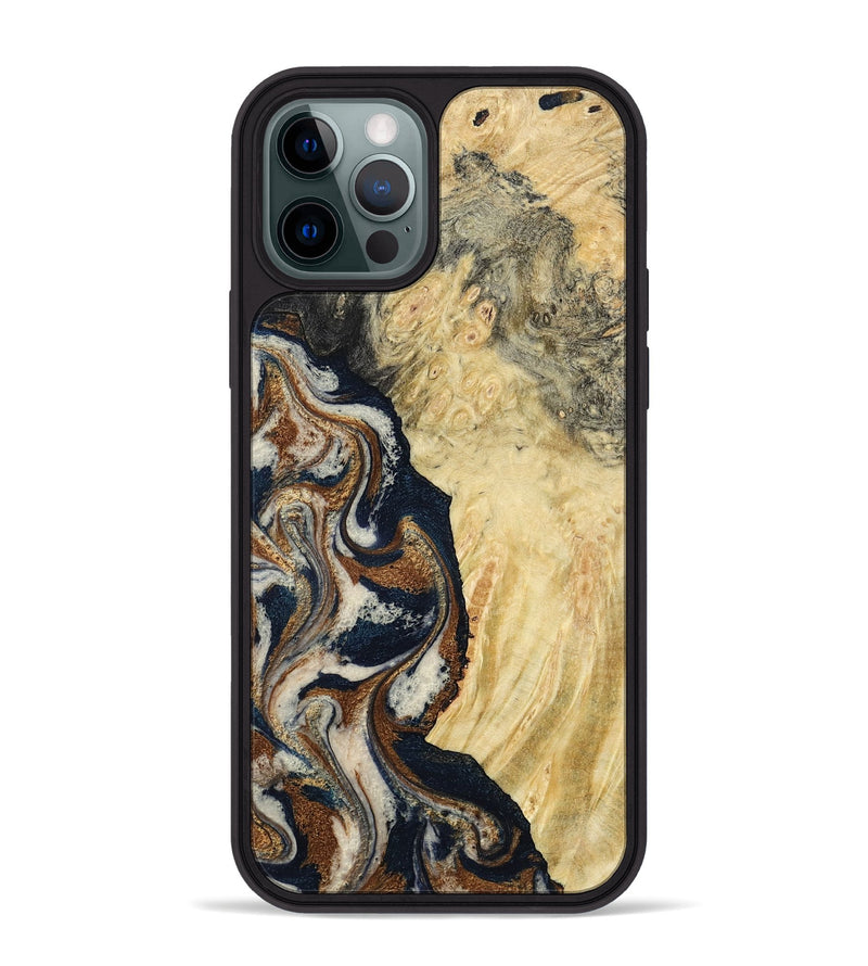 iPhone 12 Pro Max Wood Phone Case - Tomas (Teal & Gold, 783027)