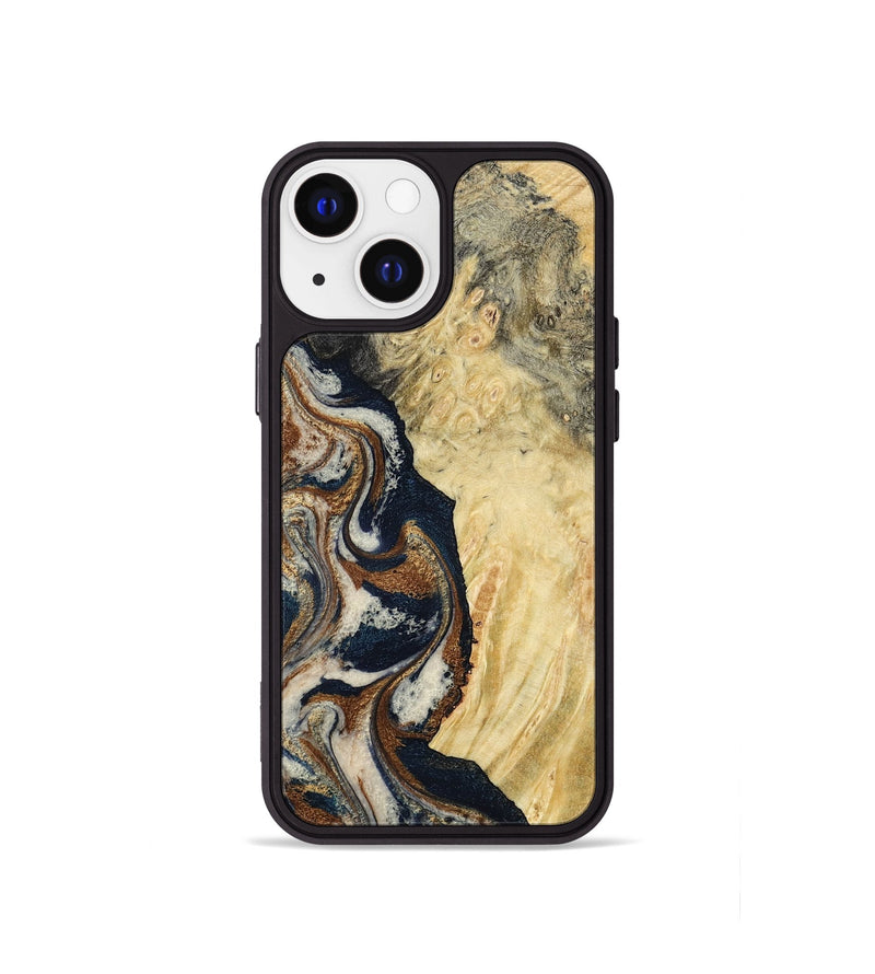 iPhone 13 mini Wood Phone Case - Tomas (Teal & Gold, 783027)