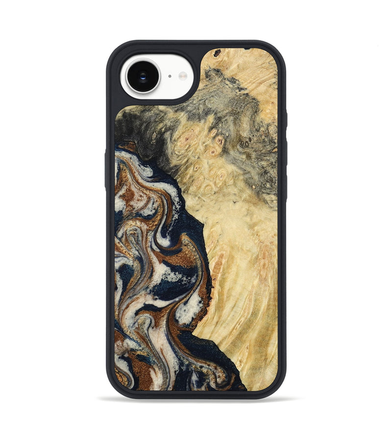 iPhone 16e Wood Phone Case - Tomas (Teal & Gold, 783027)