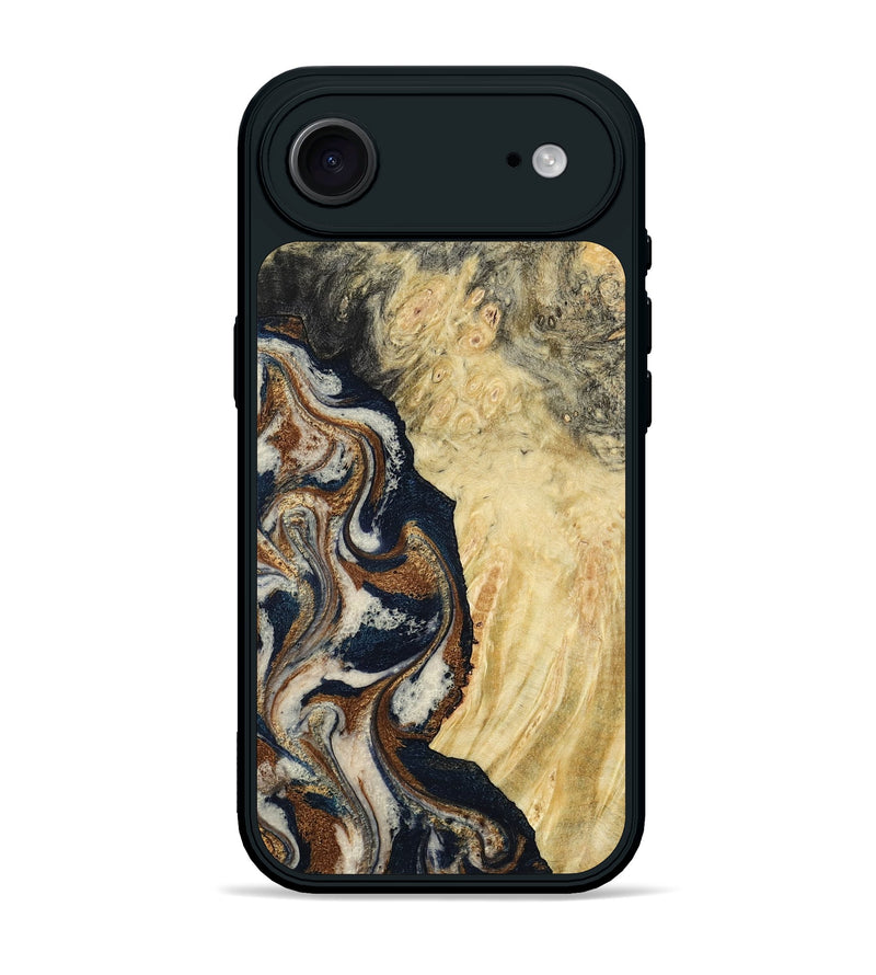 iPhone 17 Air Wood Phone Case - Tomas (Teal & Gold, 783027)