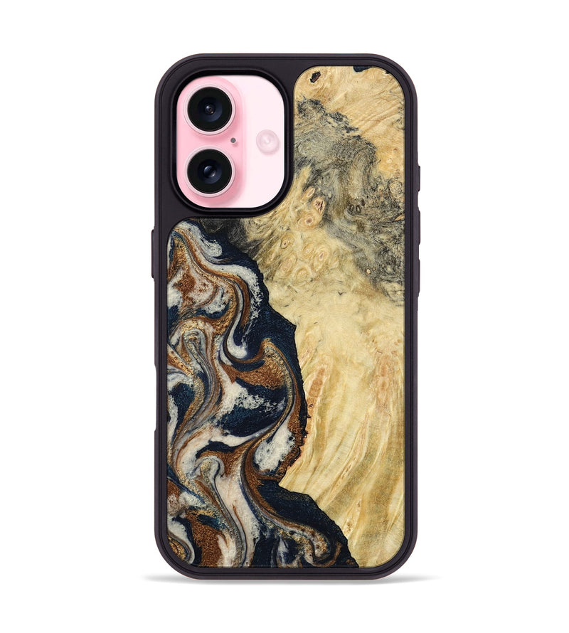 iPhone 17 Wood Phone Case - Tomas (Teal & Gold, 783027)
