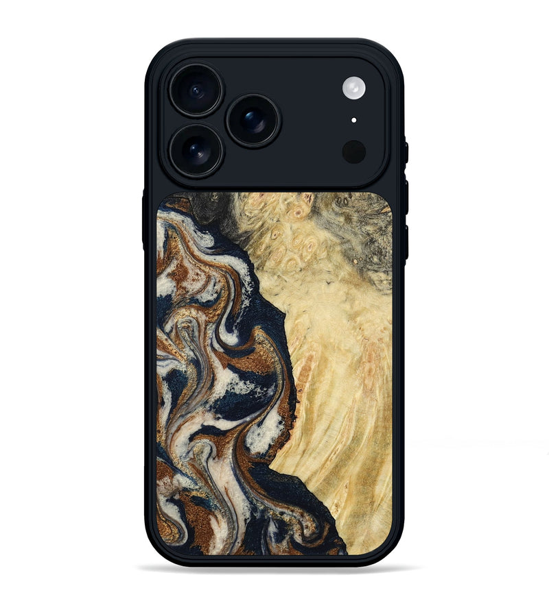 iPhone 17 Pro Max Wood Phone Case - Tomas (Teal & Gold, 783027)