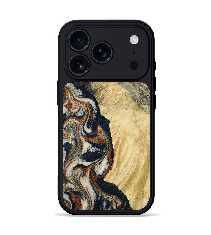 iPhone 17 Pro Wood Phone Case - Tomas (Teal & Gold, 783027)