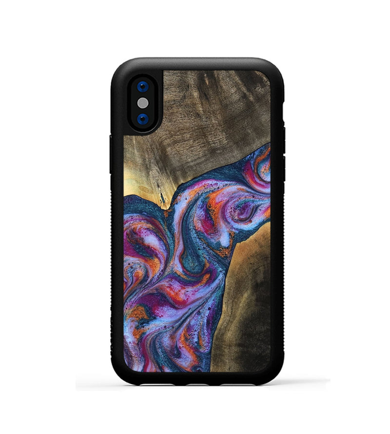 iPhone Xs Wood Phone Case - Tisha (Blue, 783070)