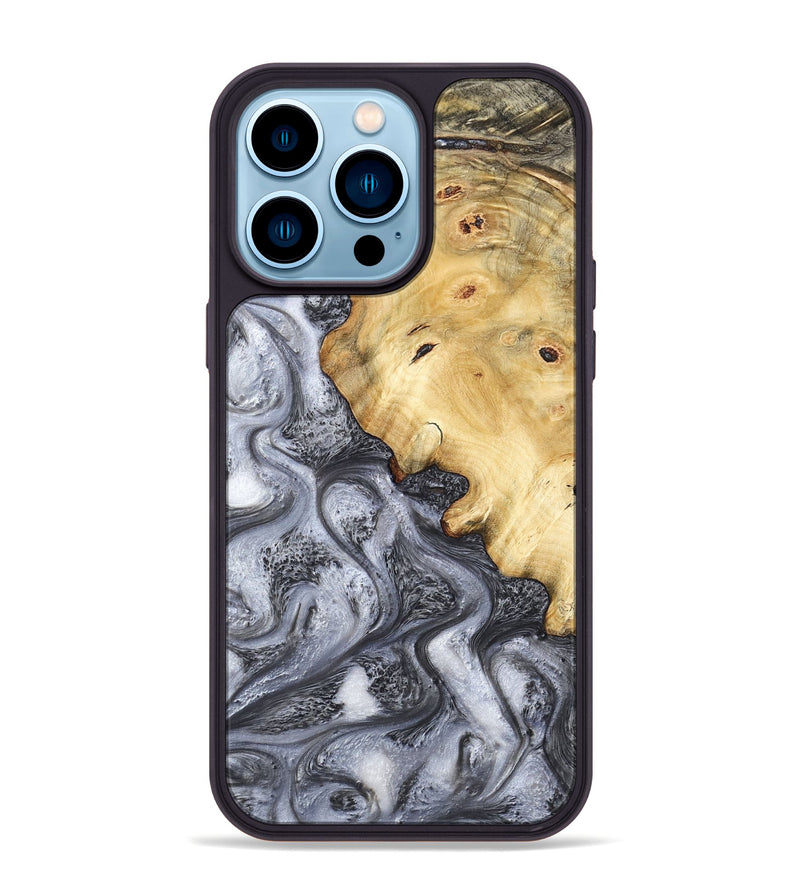 iPhone 14 Pro Max Wood Phone Case - Eithan (Black & White, 783140)