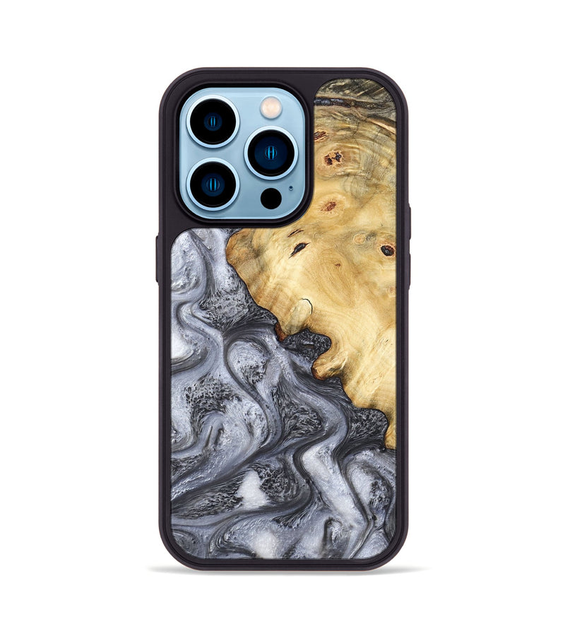 iPhone 14 Pro Wood Phone Case - Eithan (Black & White, 783140)