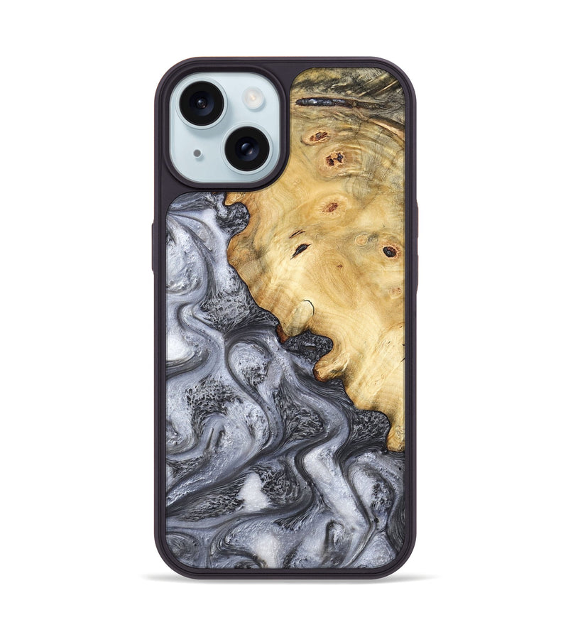 iPhone 15 Wood Phone Case - Eithan (Black & White, 783140)