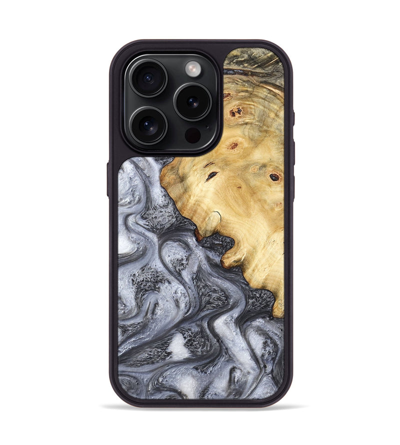iPhone 15 Pro Wood Phone Case - Eithan (Black & White, 783140)