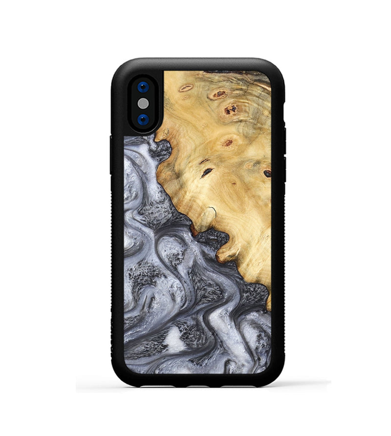 iPhone Xs Wood Phone Case - Eithan (Black & White, 783140)