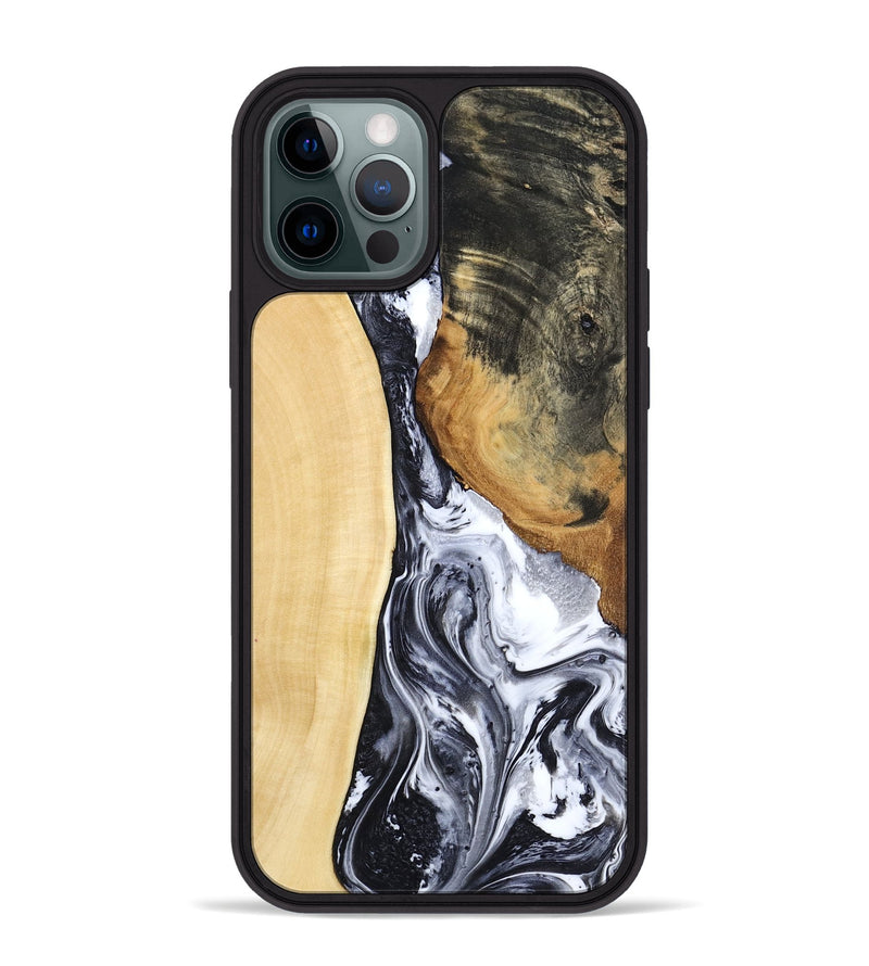iPhone 12 Pro Max Wood Phone Case - Norbert (Black & White, 783147)