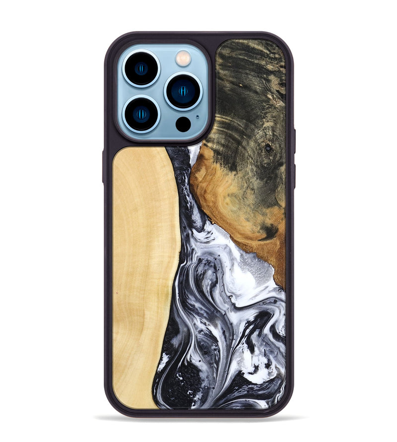 iPhone 14 Pro Max Wood Phone Case - Norbert (Black & White, 783147)