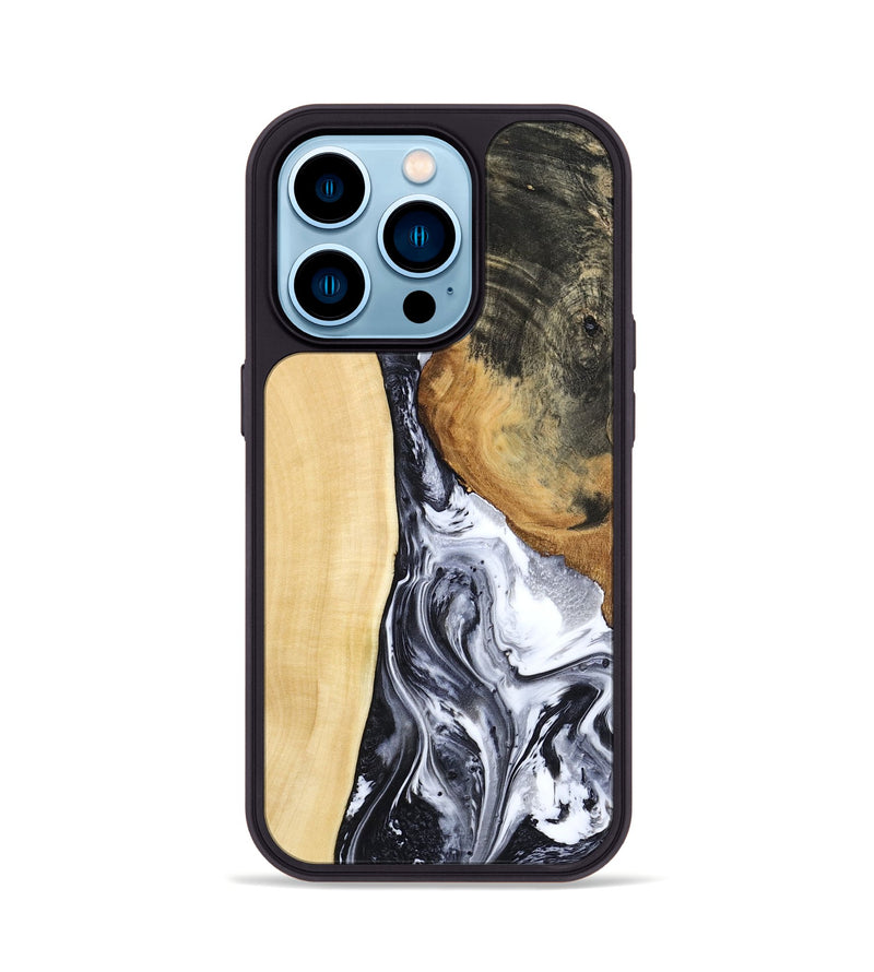 iPhone 14 Pro Wood Phone Case - Norbert (Black & White, 783147)