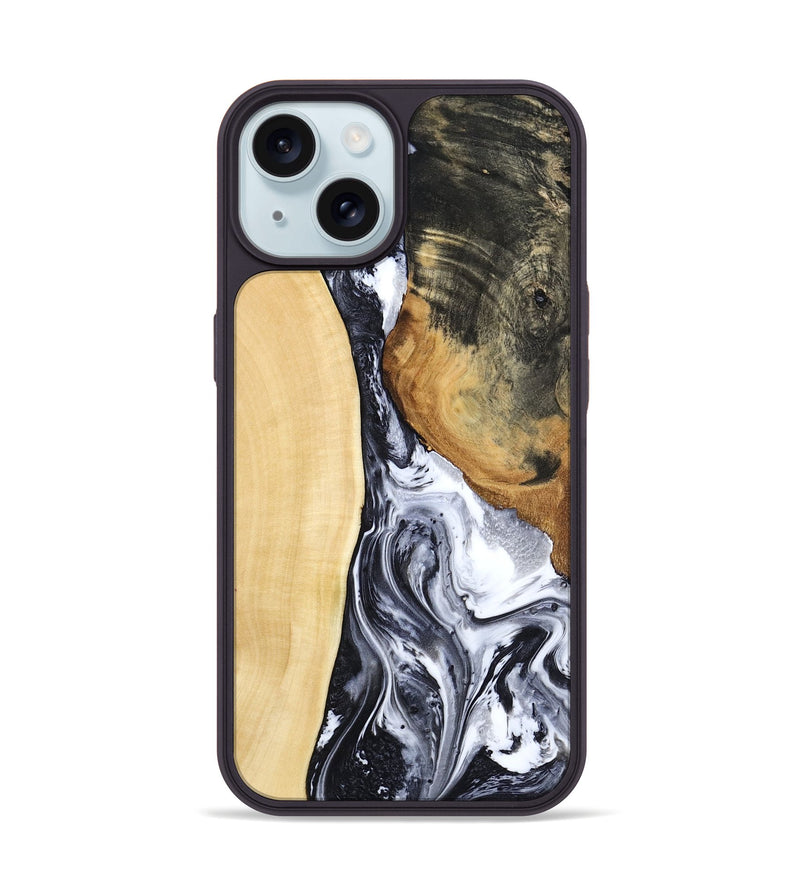 iPhone 15 Wood Phone Case - Norbert (Black & White, 783147)
