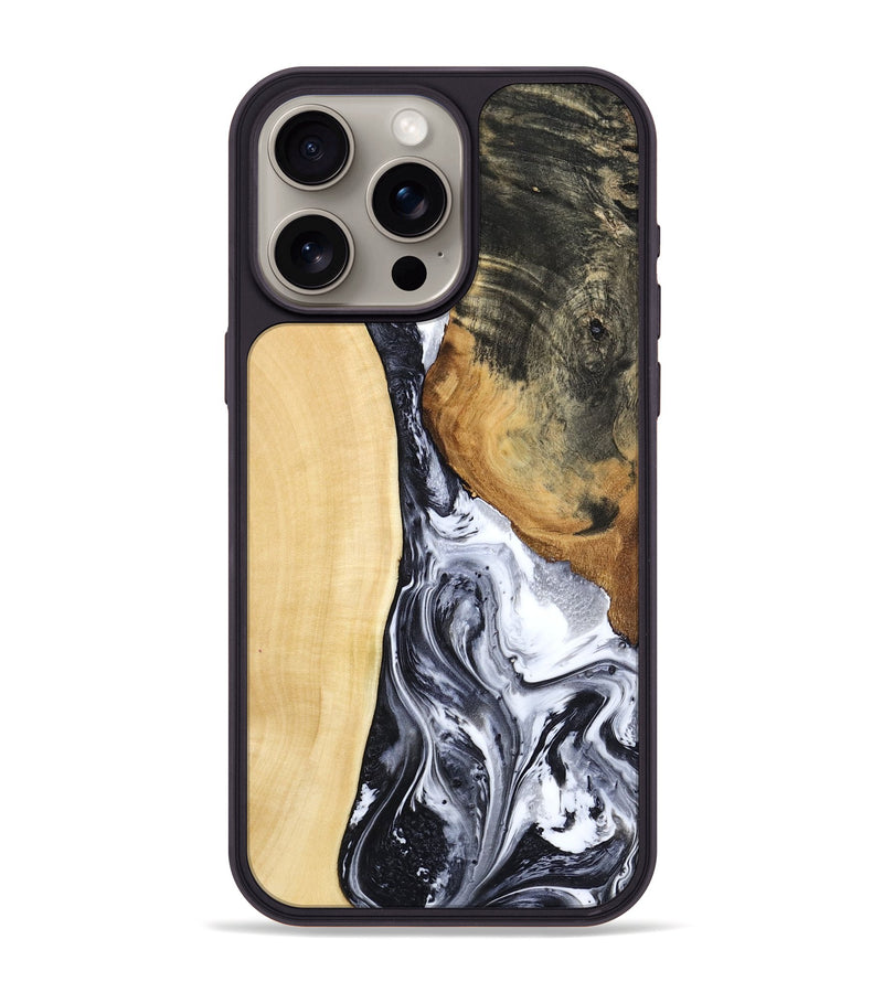 iPhone 15 Pro Max Wood Phone Case - Norbert (Black & White, 783147)