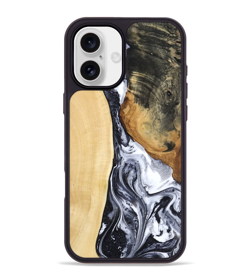 iPhone 16 Plus Wood Phone Case - Norbert (Black & White, 783147)