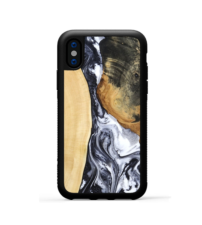 iPhone Xs Wood Phone Case - Norbert (Black & White, 783147)