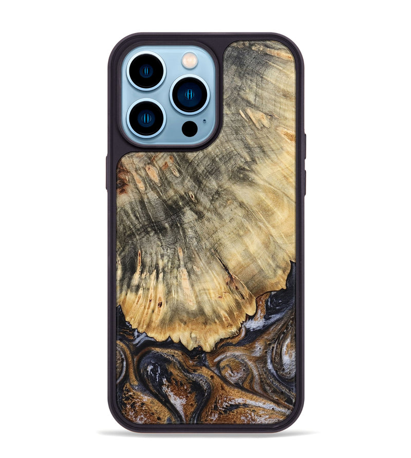 iPhone 14 Pro Max Wood Phone Case - Meagan (Black & White, 783176)