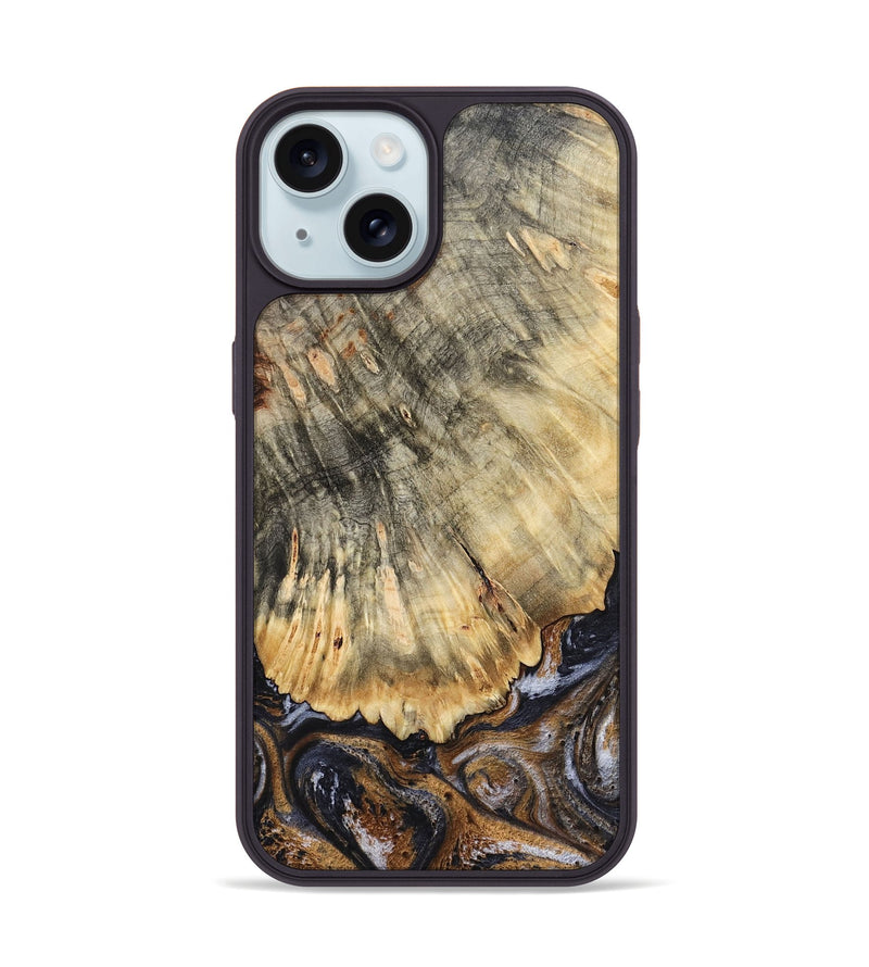 iPhone 15 Wood Phone Case - Meagan (Black & White, 783176)