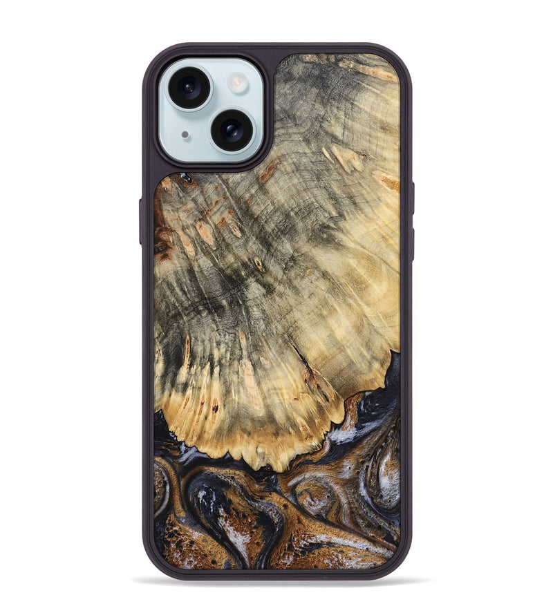 iPhone 15 Plus Wood Phone Case - Meagan (Black & White, 783176)