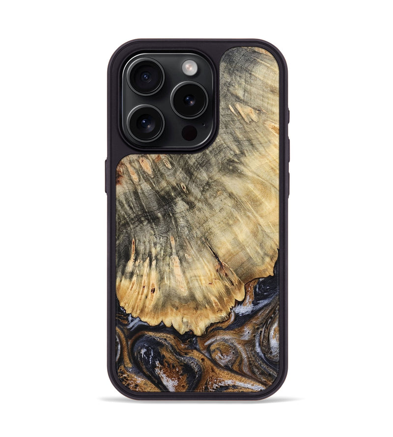 iPhone 15 Pro Wood Phone Case - Meagan (Black & White, 783176)